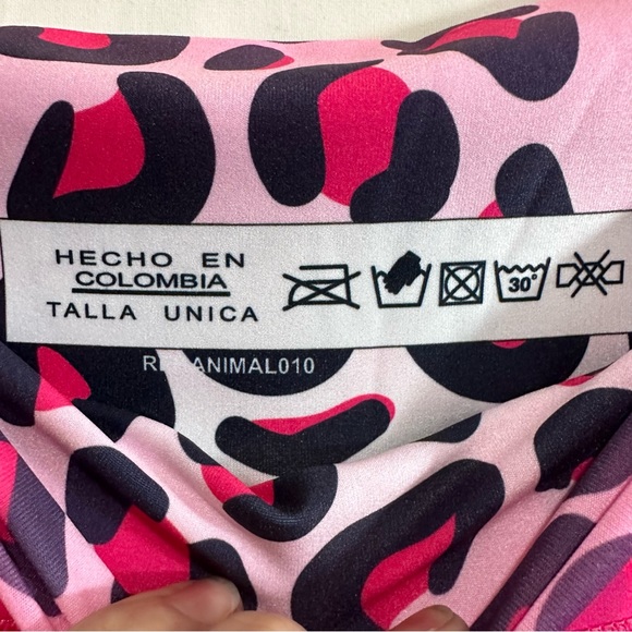 Hecho En Colombia Pink Leopard Print Workout Activewear Leggings - Picture 5 of 9